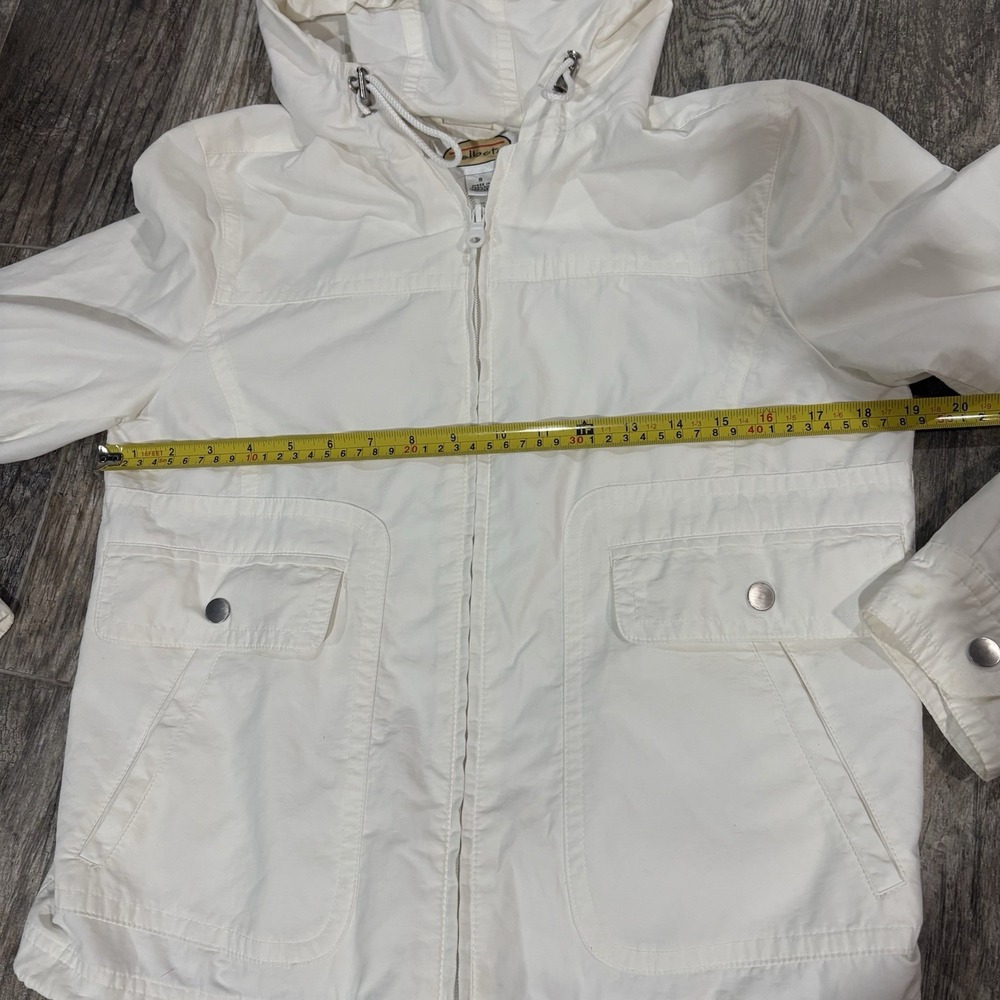 Talbots Womens White Hooded Windbreaker Jacket Mesh Lined Zip Up Size S Preppy - Picture 8 of 9